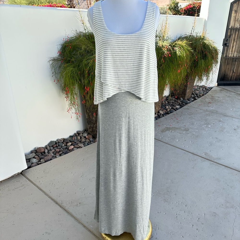 Striped Gray Maxi Dress